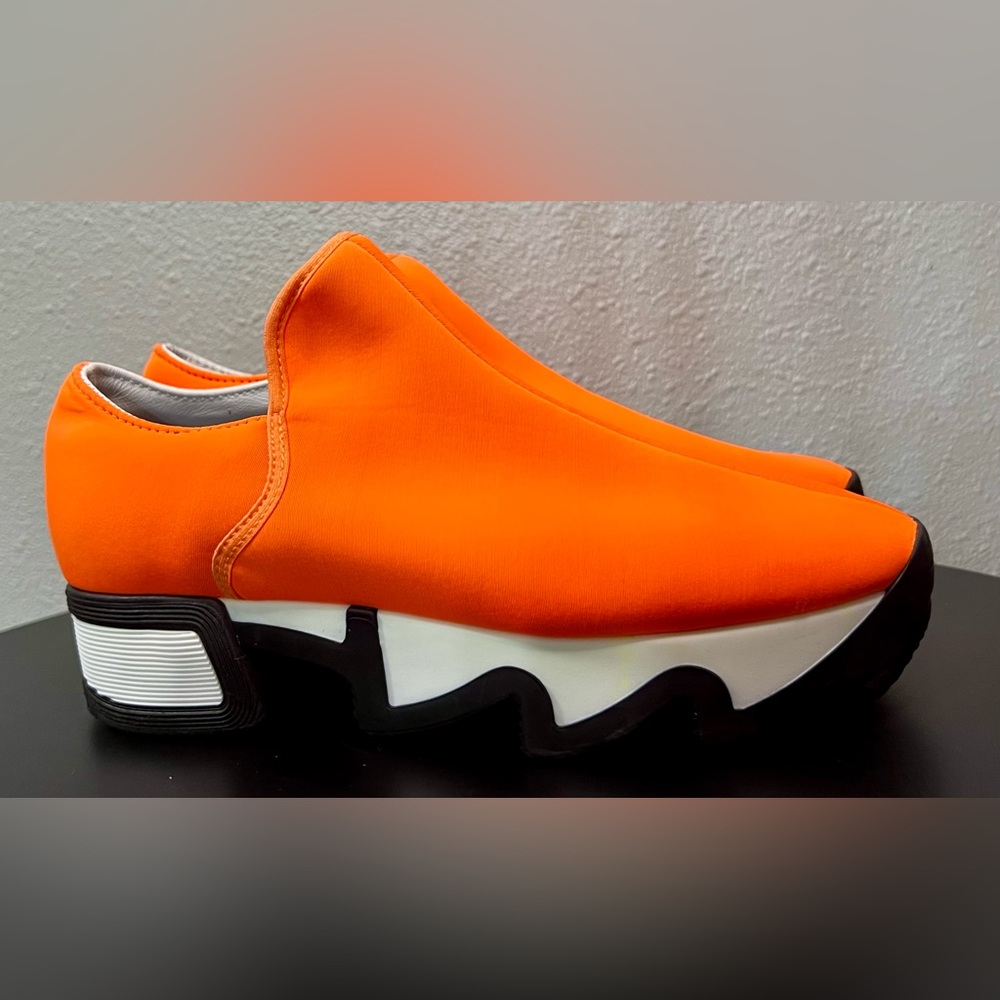 iRi WES I Neon Orange Low Top Vegan Platform Sneakers Neoprene Chunky Shoes - Picture 7 of 15